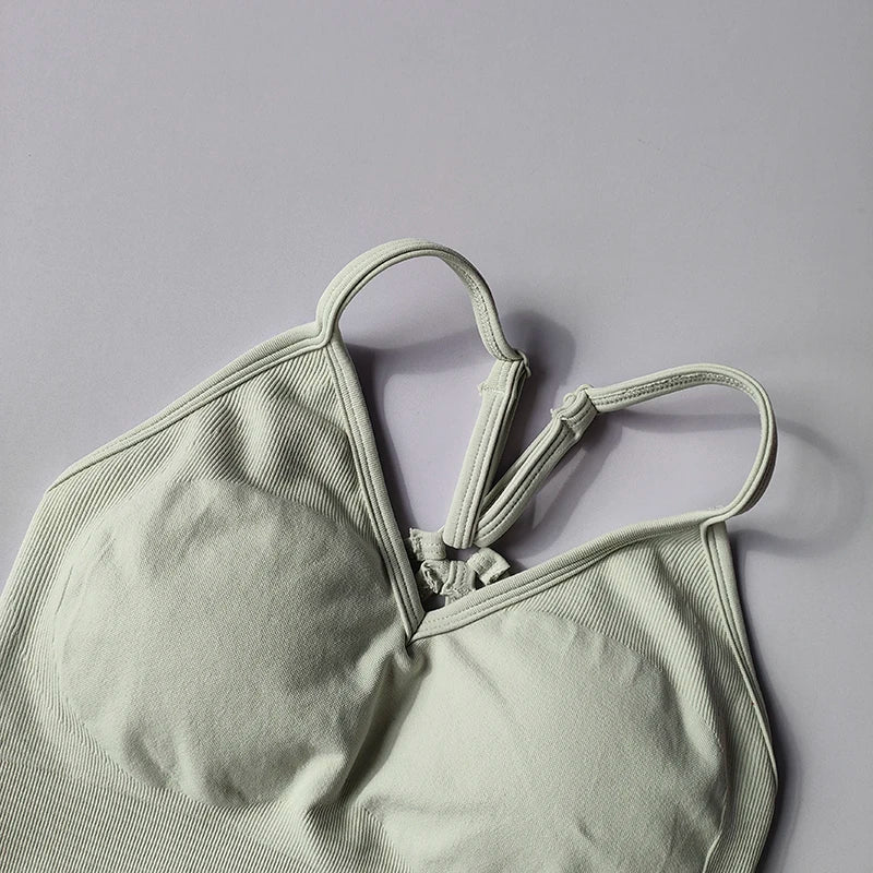 Seamless Women's V-Neck Bra & Leggings Fitness Yoga Set