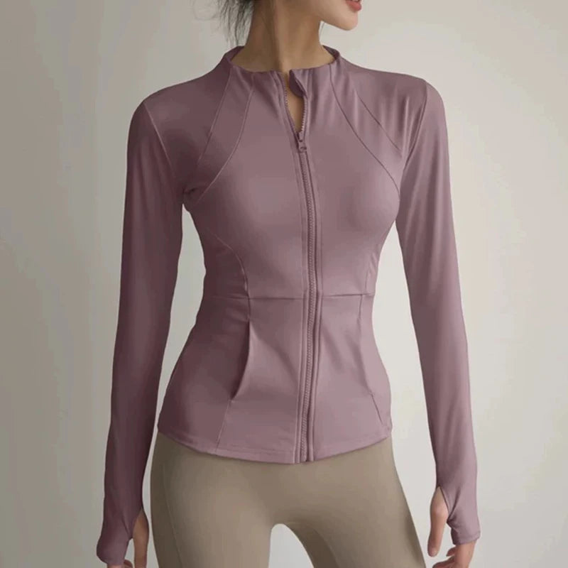 Women's Slim Fit Yoga Fitness Jacket – Quick-Dry Long Sleeve Sport Top