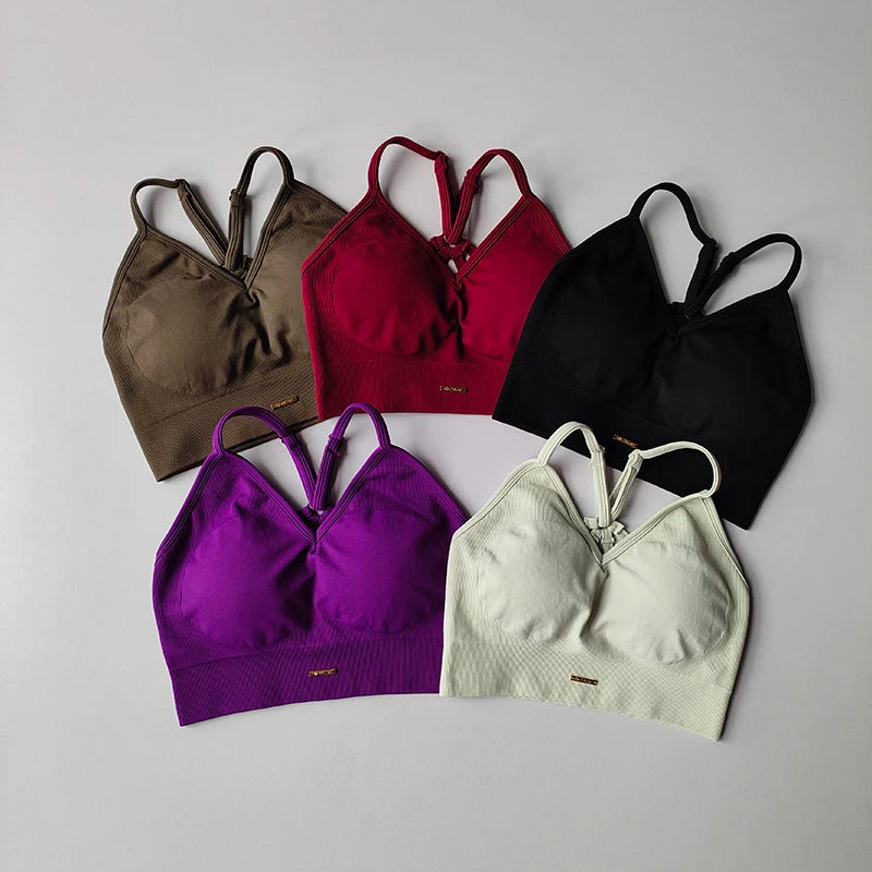 Seamless Women's V-Neck Bra & Leggings Fitness Yoga Set