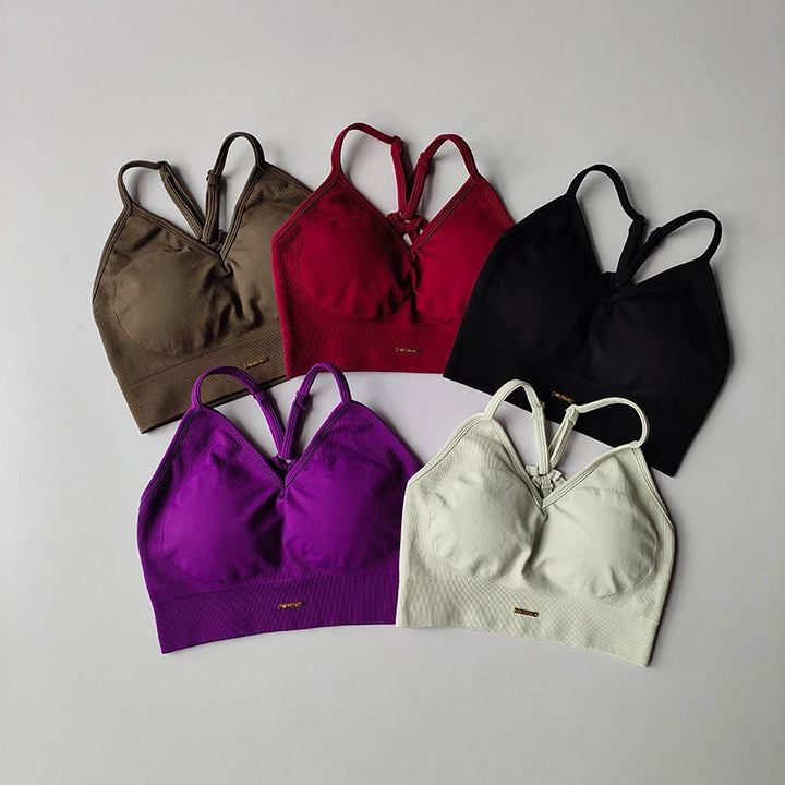 Seamless Women's V-Neck Bra & Leggings Fitness Yoga Set