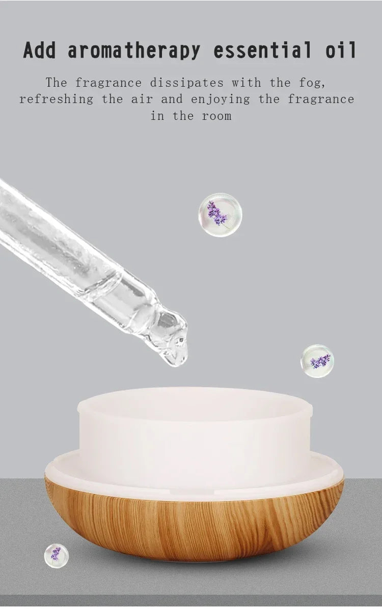 350ML Wood Grain Essential Oil Diffuser – Remote Control & LED Light