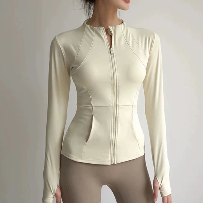 Women's Slim Fit Yoga Fitness Jacket – Quick-Dry Long Sleeve Sport Top