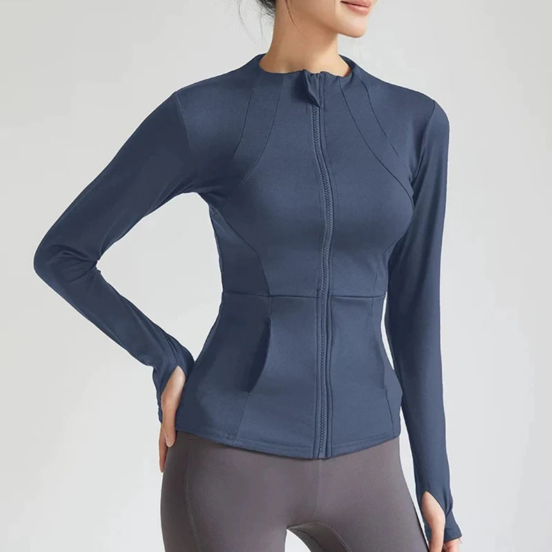 Women's Slim Fit Yoga Fitness Jacket – Quick-Dry Long Sleeve Sport Top
