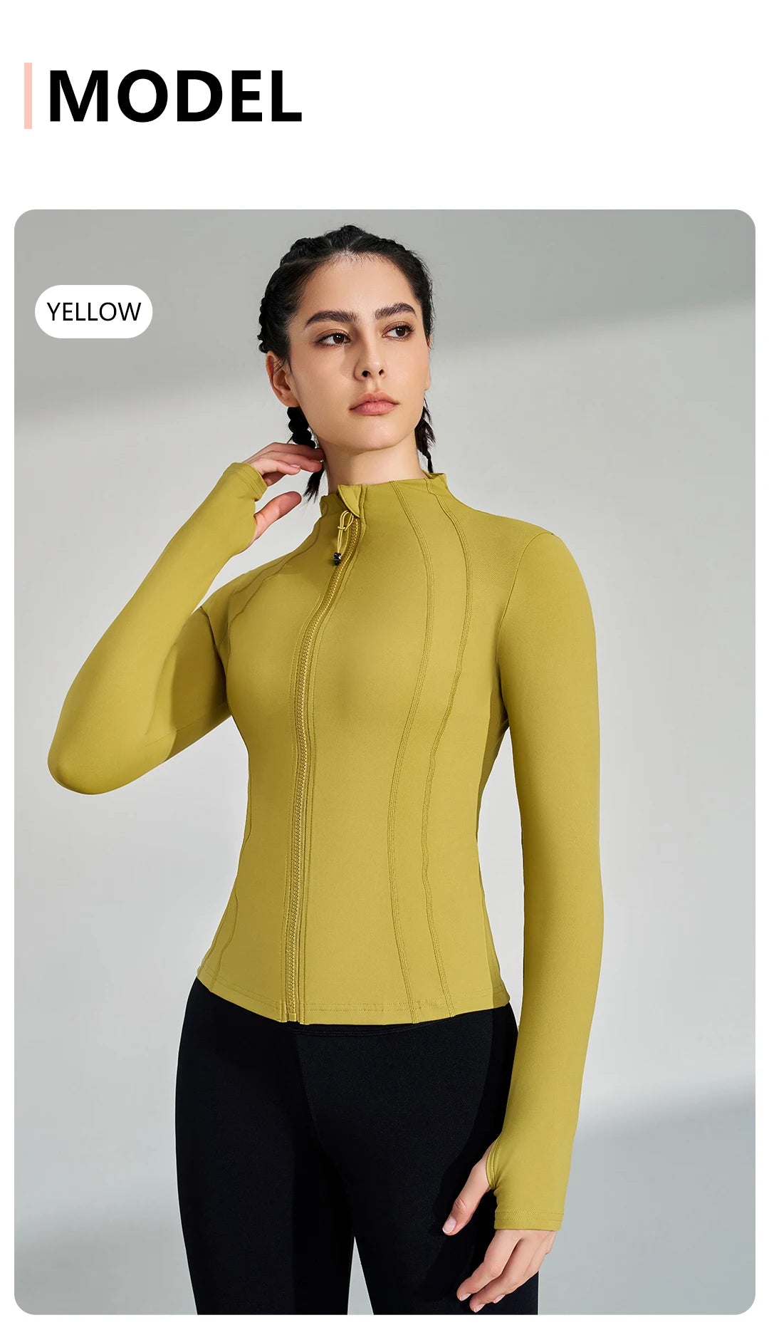 Women's Full Zip Yoga Jacket with Thumbholes