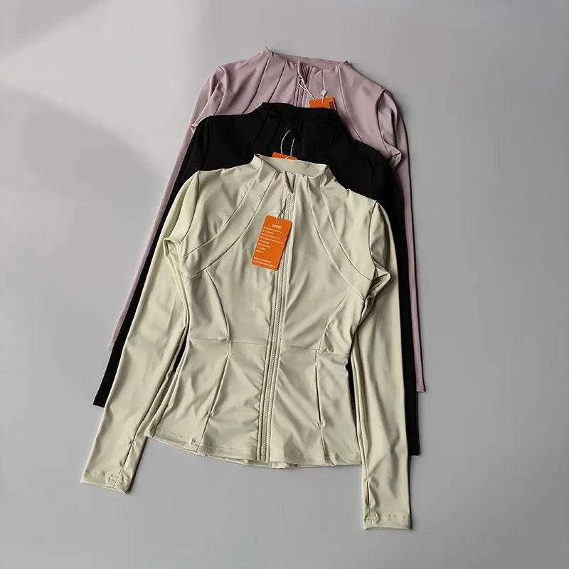 Women's Slim Fit Yoga Fitness Jacket – Quick-Dry Long Sleeve Sport Top