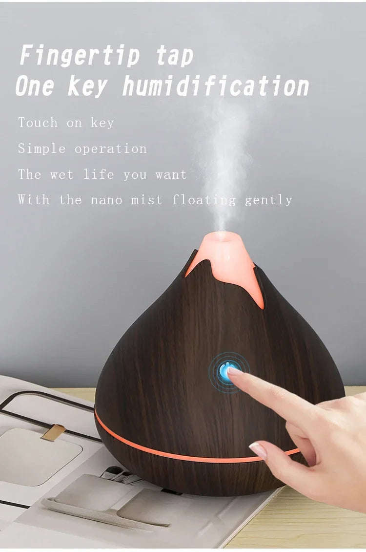 350ML Wood Grain Essential Oil Diffuser – Remote Control & LED Light