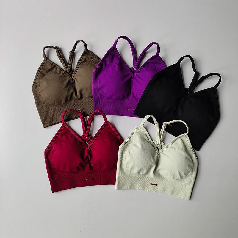 Seamless Women's V-Neck Bra & Leggings Fitness Yoga Set