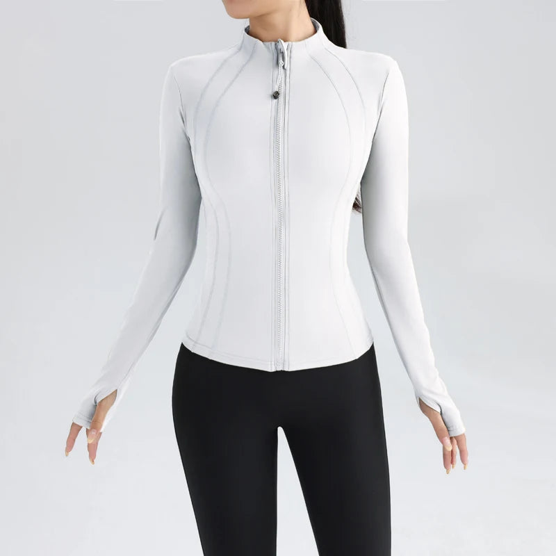 Women's Full Zip Yoga Jacket with Thumbholes