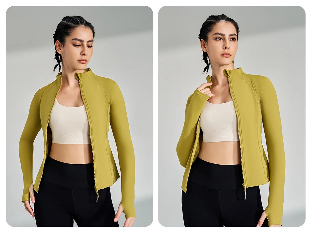 Women's Full Zip Yoga Jacket with Thumbholes