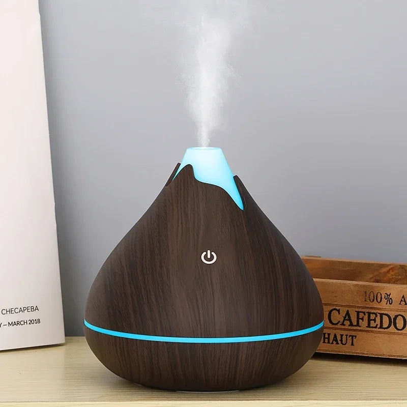 350ML Wood Grain Essential Oil Diffuser – Remote Control & LED Light