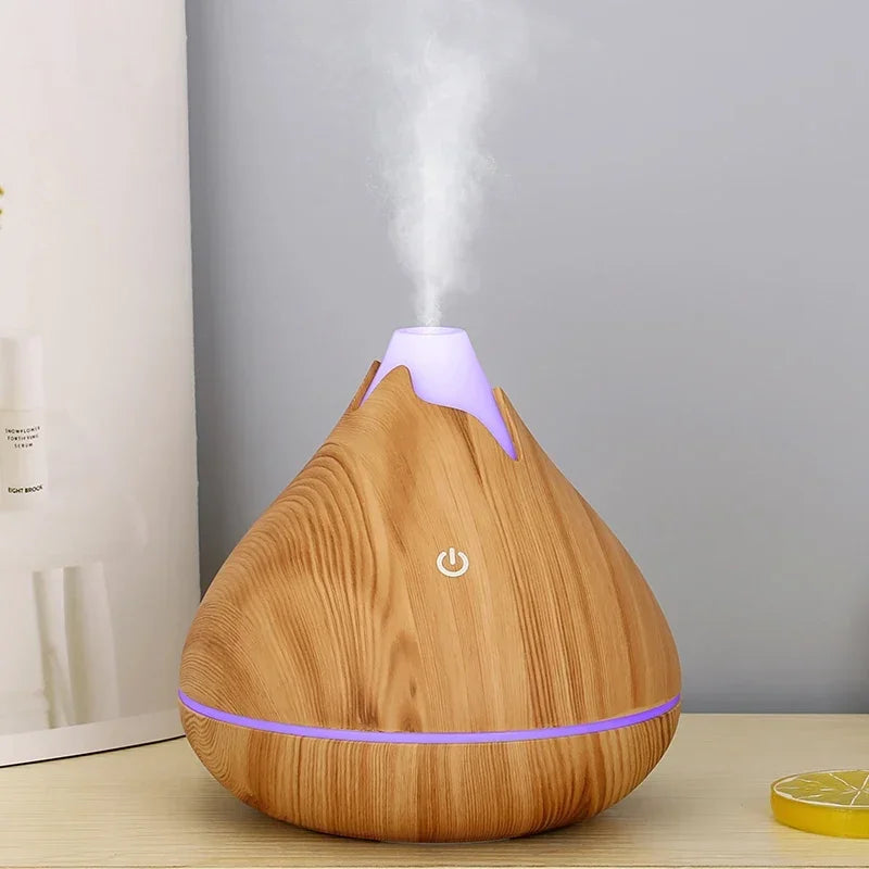 350ML Wood Grain Essential Oil Diffuser – Remote Control & LED Light