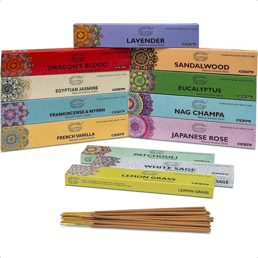 180g Assorted Organic Incense Sticks – Hand-Rolled & Chemical-Free