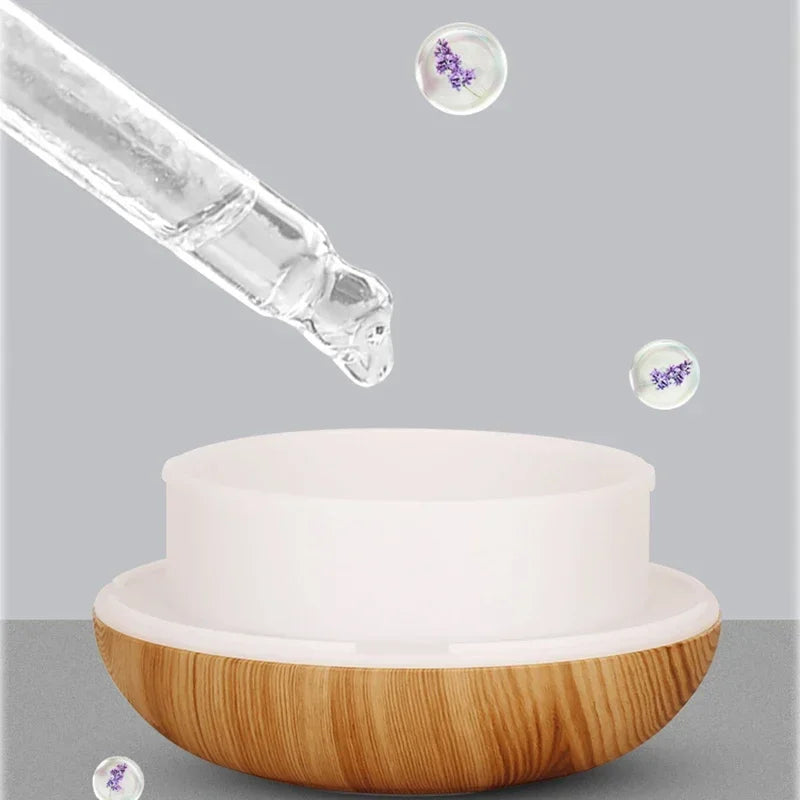 350ML Wood Grain Essential Oil Diffuser – Remote Control & LED Light