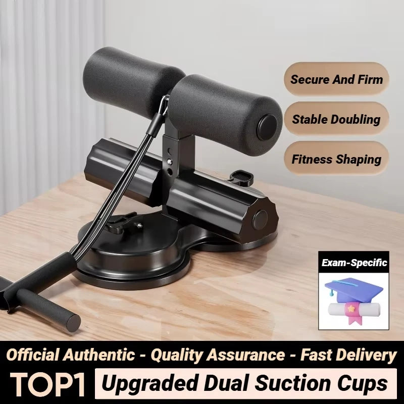 Adjustable Abdominal Sit-Up Equipment with Suction Cups & Ankle Support