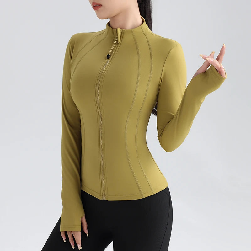 Women's Full Zip Yoga Jacket with Thumbholes