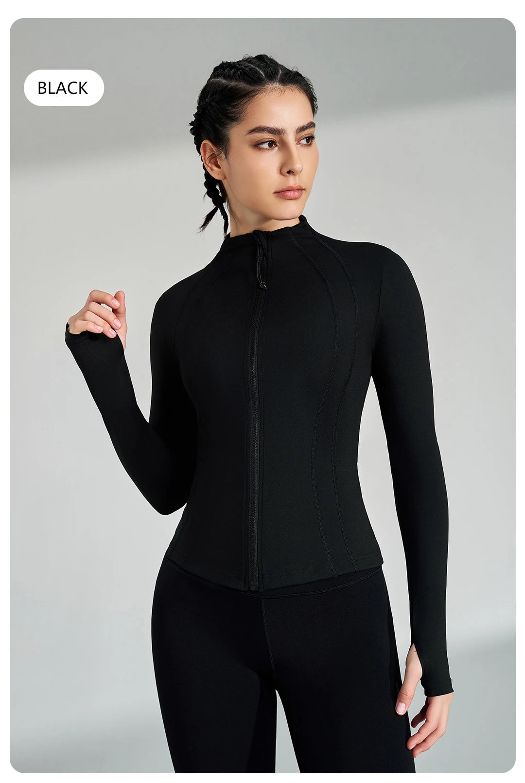 Women's Full Zip Yoga Jacket with Thumbholes