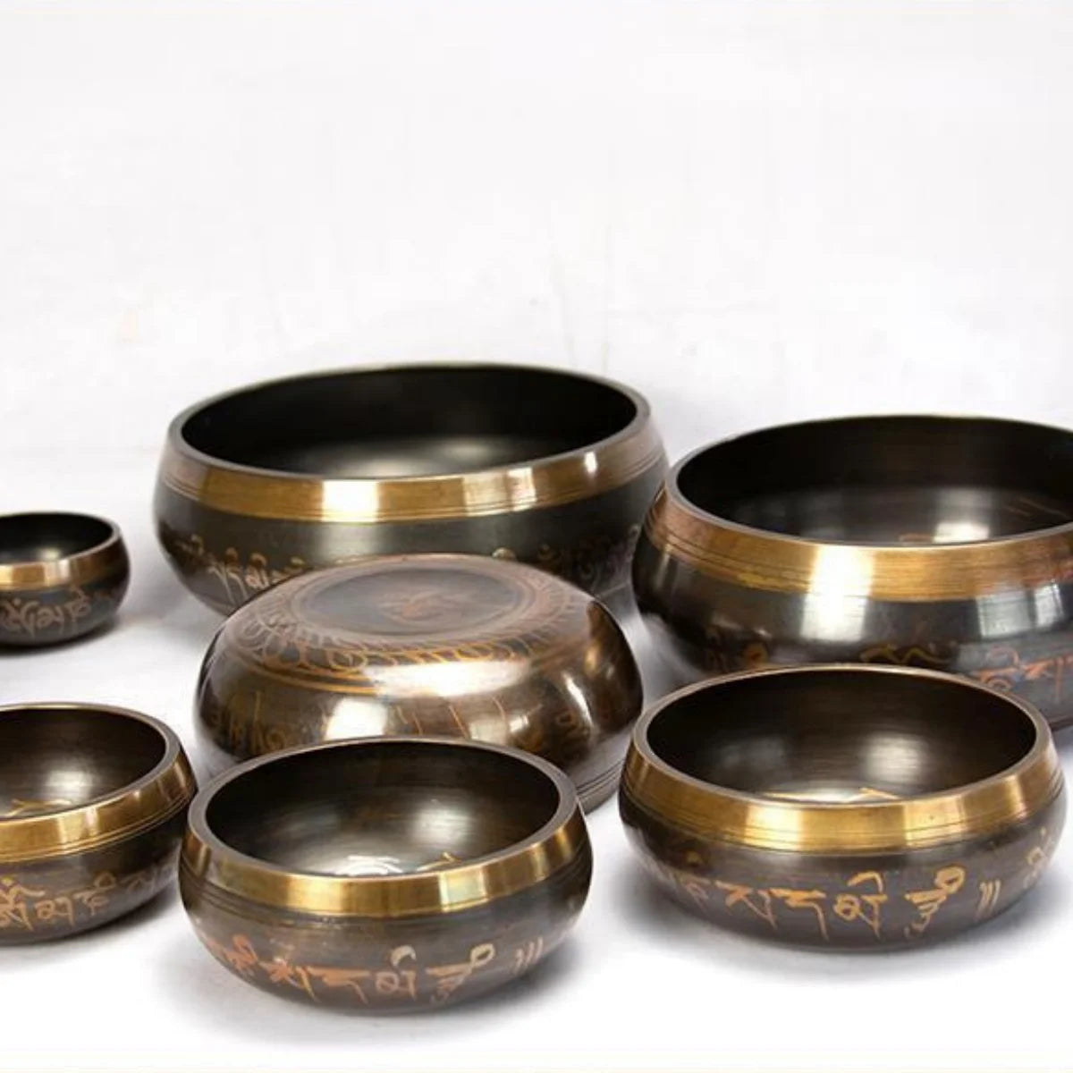 Tibetan Singing Bowl Set for Meditation & Chakra Healing (8.5–20CM)