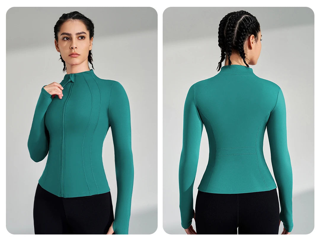Women's Full Zip Yoga Jacket with Thumbholes