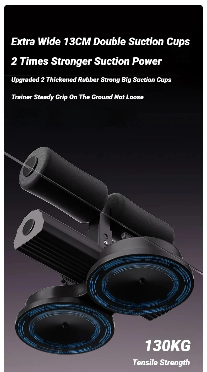 Adjustable Abdominal Sit-Up Equipment with Suction Cups & Ankle Support