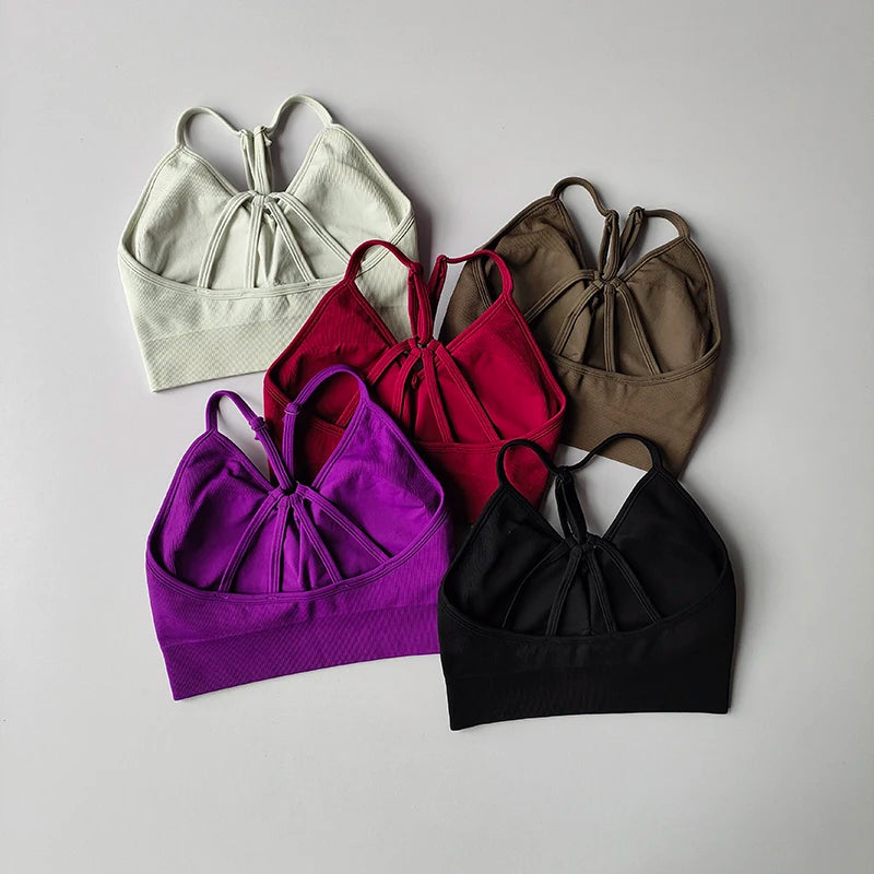 Seamless Women's V-Neck Bra & Leggings Fitness Yoga Set