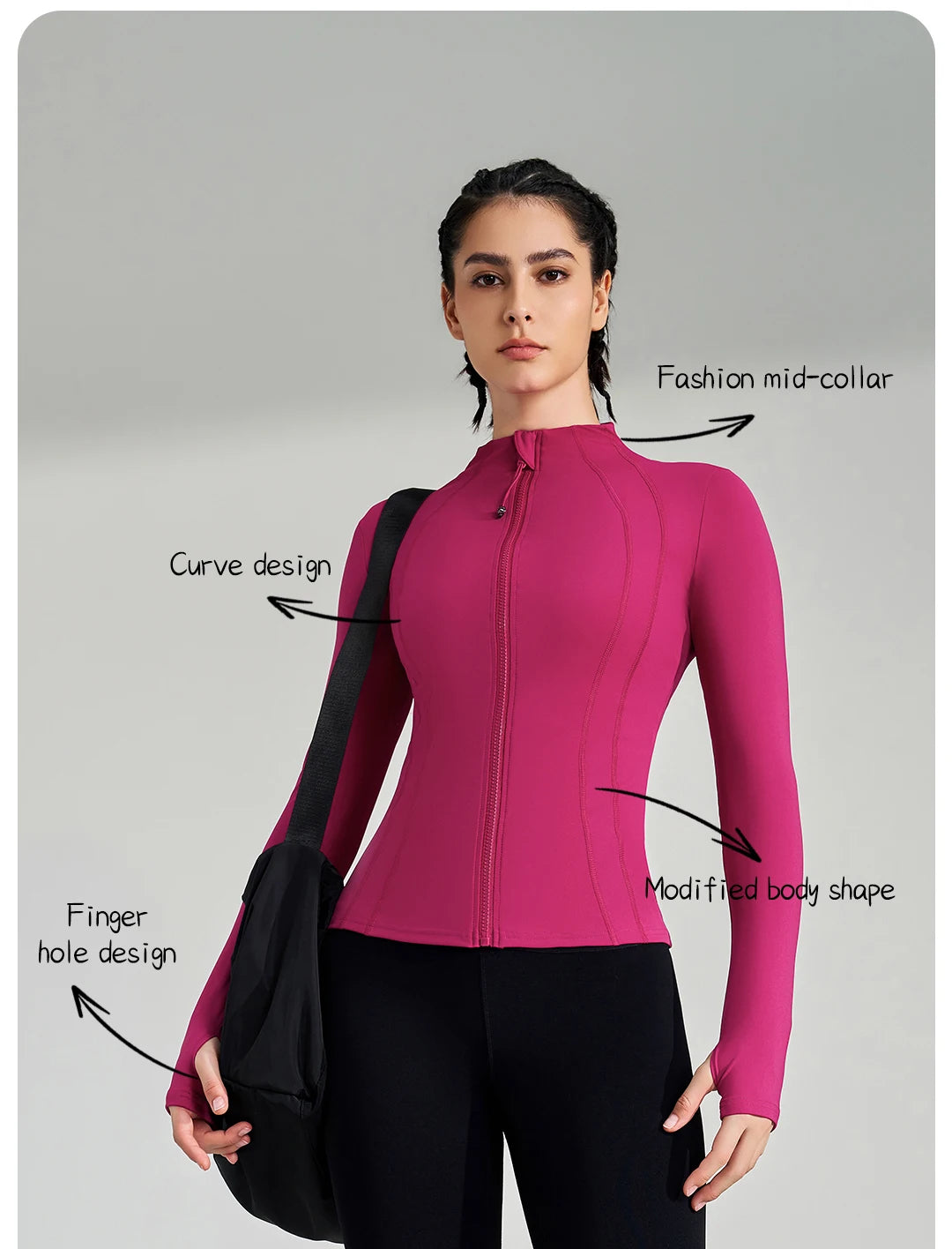 Women's Full Zip Yoga Jacket with Thumbholes
