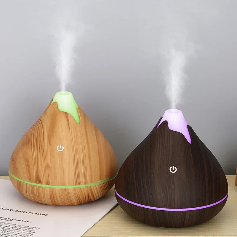 350ML Wood Grain Essential Oil Diffuser – Remote Control & LED Light