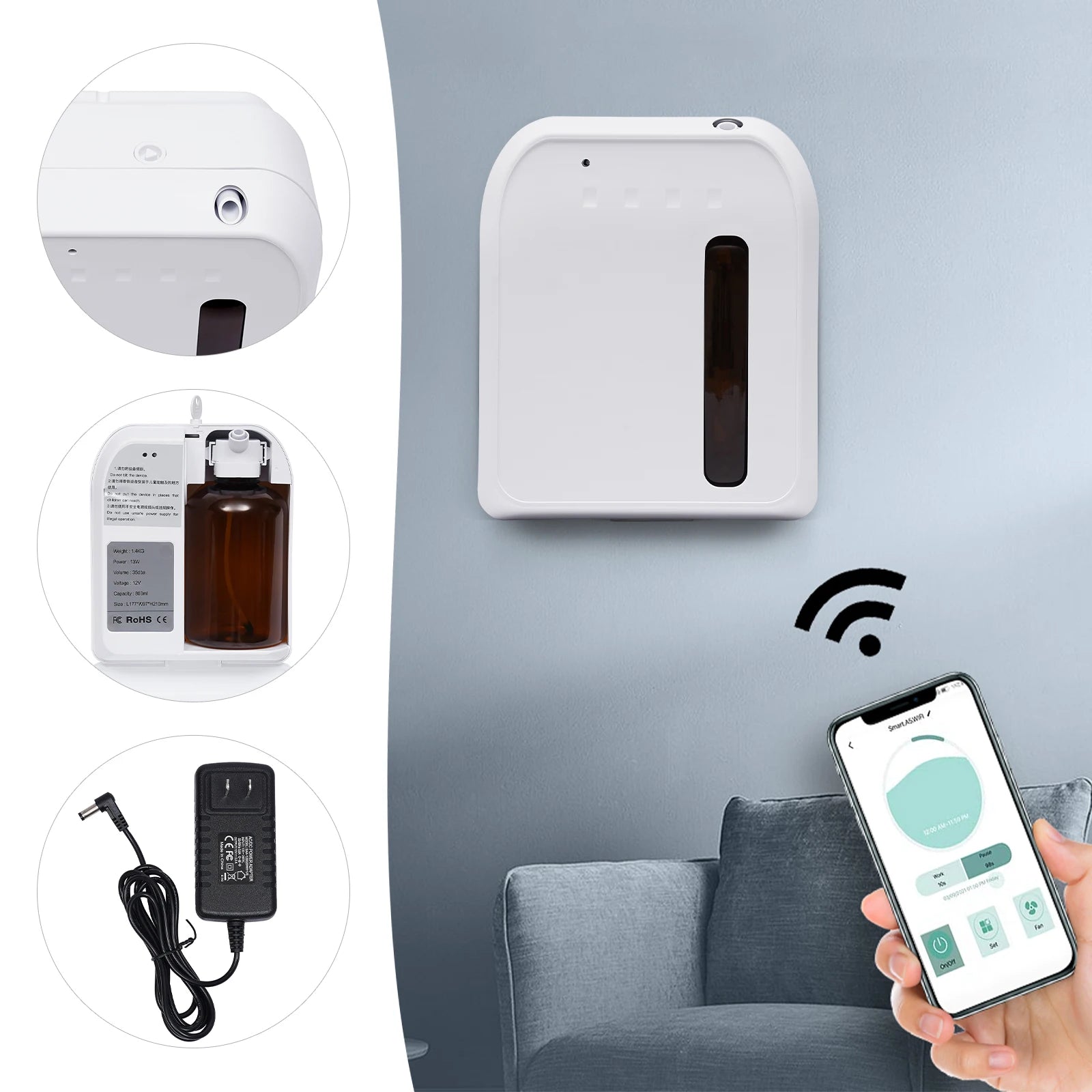 800ml Bluetooth Scent Air Machine – Essential Oil Nebulizing Diffuser