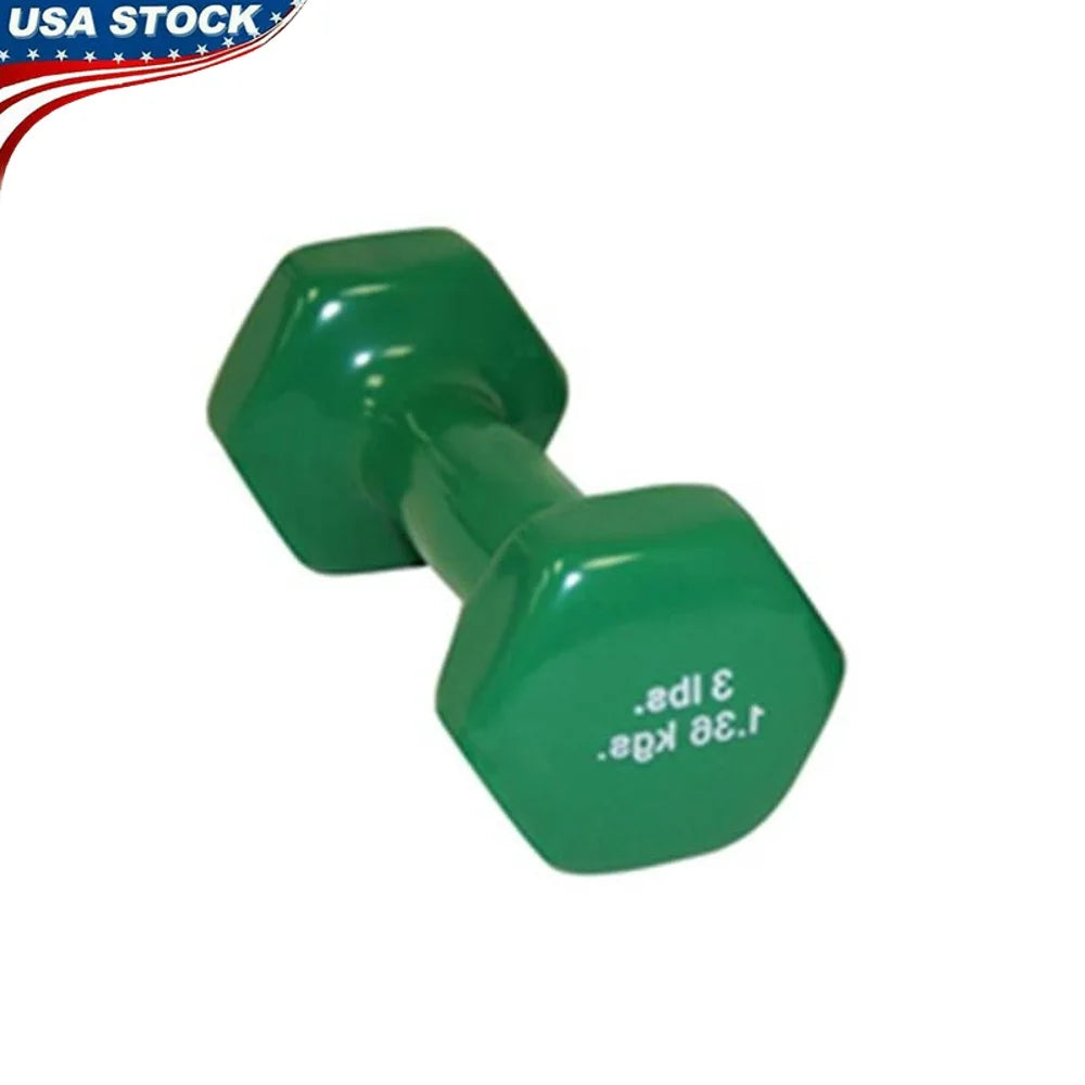 3 lb Vinyl Coated Iron Dumbbell – Anti-Roll Fitness & Training Weight