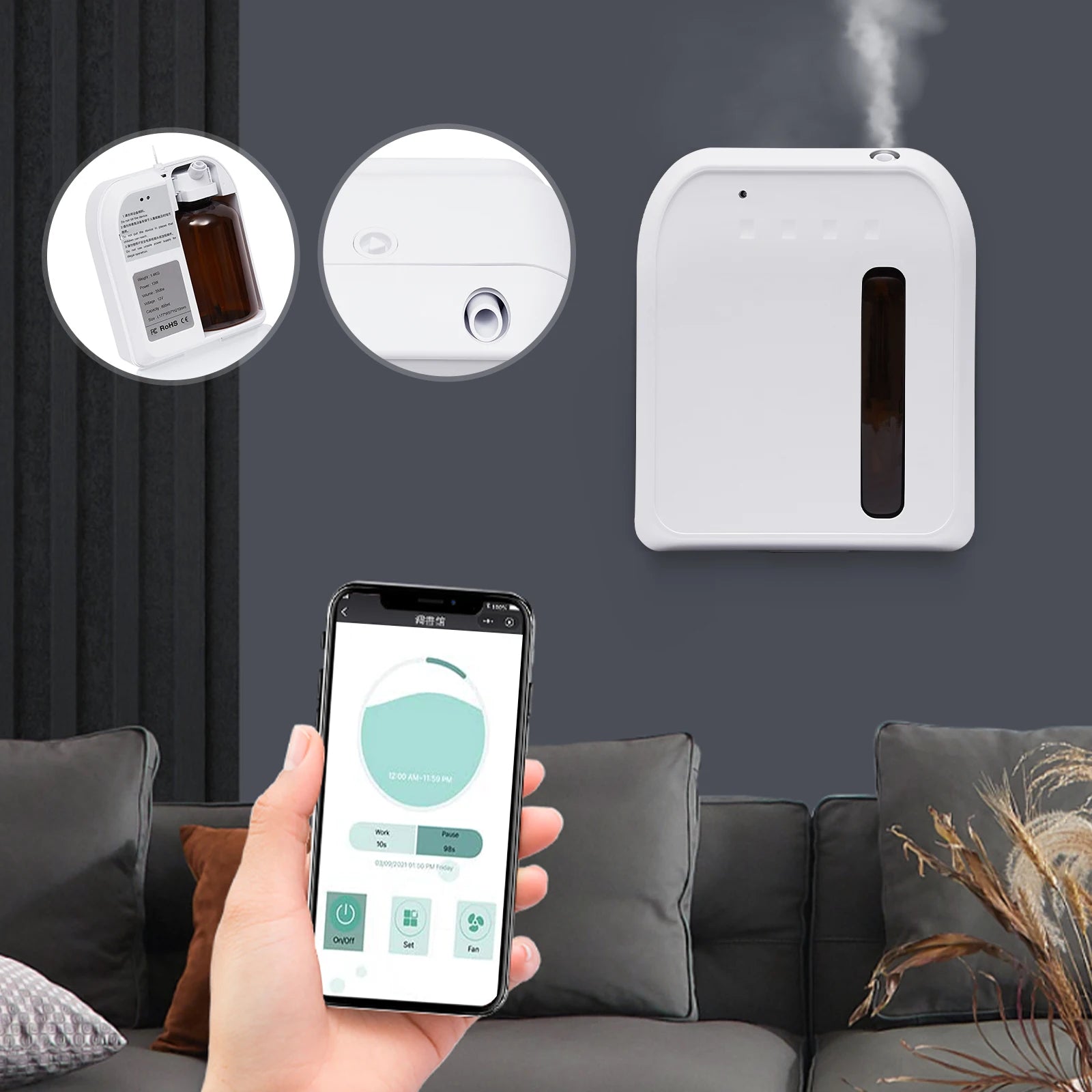 800ml Bluetooth Scent Air Machine – Essential Oil Nebulizing Diffuser