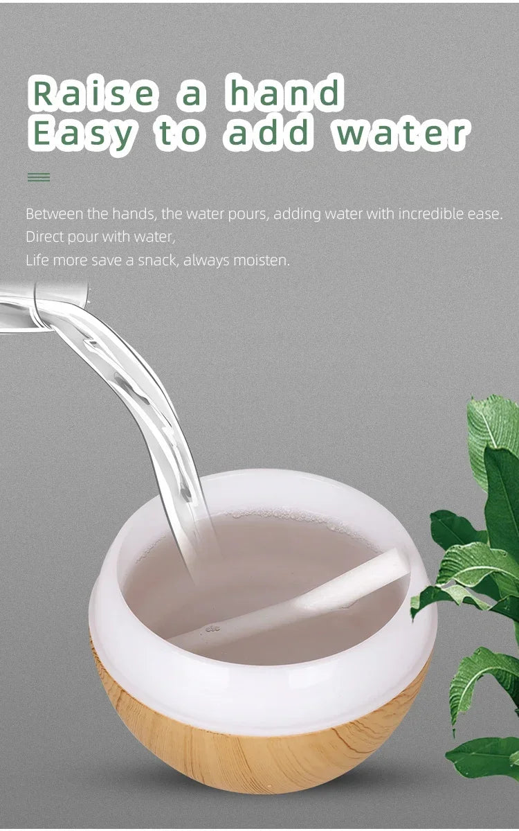 350ML Wood Grain Essential Oil Diffuser – Remote Control & LED Light