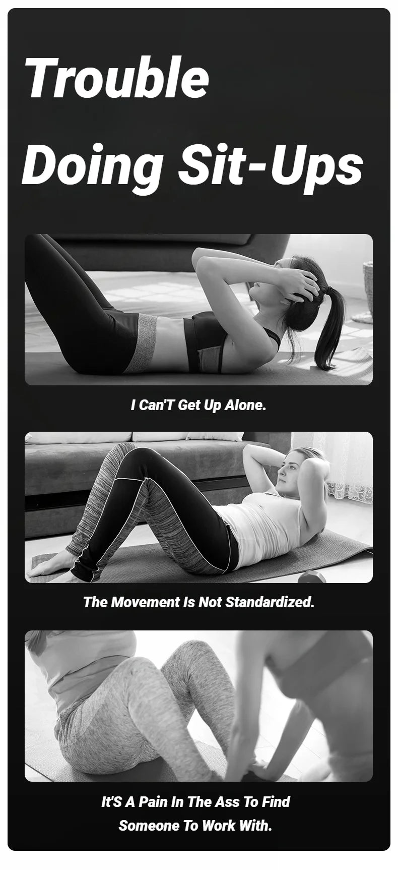 Adjustable Abdominal Sit-Up Equipment with Suction Cups & Ankle Support