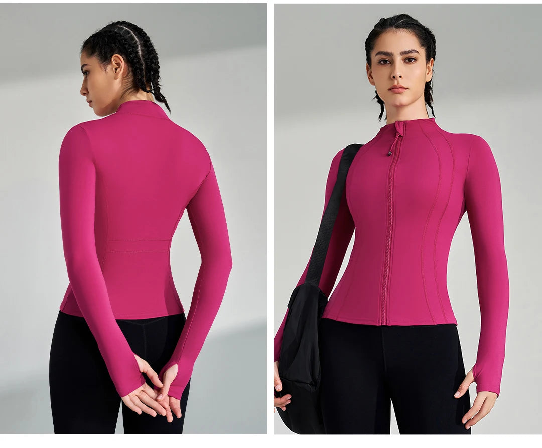 Women's Full Zip Yoga Jacket with Thumbholes