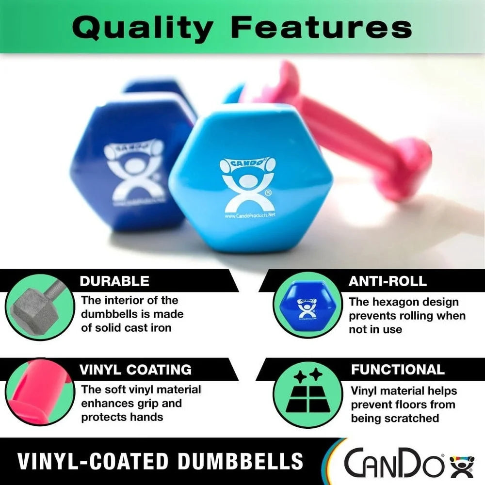 3 lb Vinyl Coated Iron Dumbbell – Anti-Roll Fitness & Training Weight