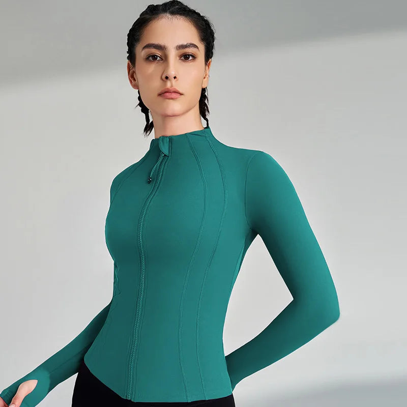 Women's Full Zip Yoga Jacket with Thumbholes