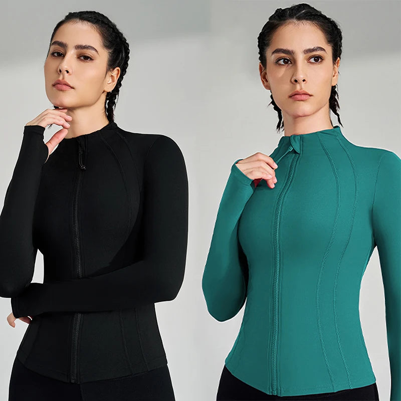 Women's Full Zip Yoga Jacket with Thumbholes